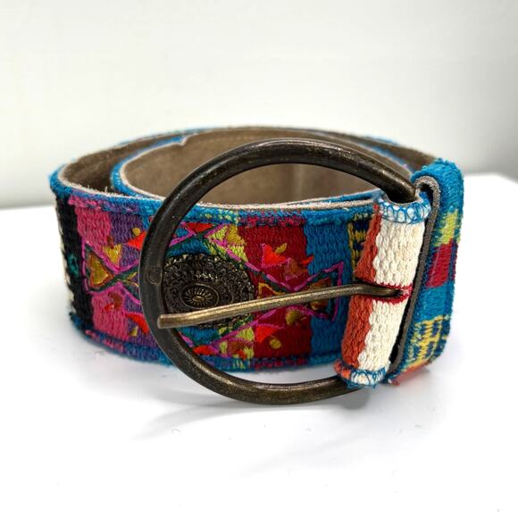 Chico\'s suede leather / embroidered belt Small wide southwestern boho chunky main image 6